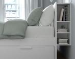 IKEA BRIMNES BED 140x200 + opbergruimte + boxspring en matra, Ophalen, Wit, Tweepersoons, 140 cm