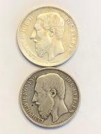 Munten zilver België lotje Leopold II totaal 2 stuks !!, Postzegels en Munten, Munten | België, Ophalen of Verzenden, Zilver, Setje