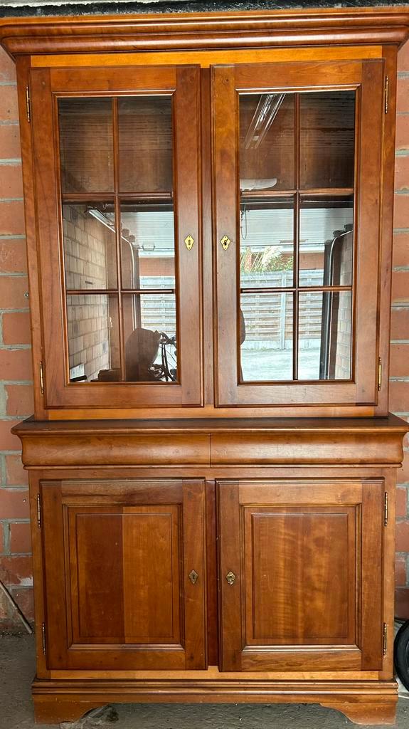 Buffet/vitrinekast in kerselaar, Huis en Inrichting, Kasten | Vitrinekasten, Gebruikt, 200 cm of meer, 100 tot 150 cm, 50 tot 75 cm