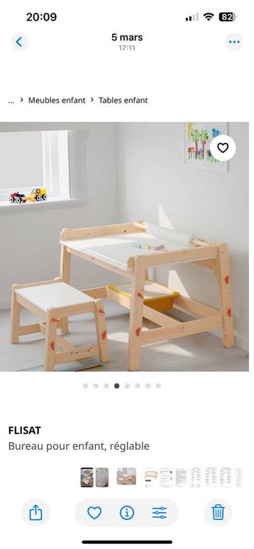 Bureau et chaise ikea flisat kinderbureau Ikea table, Enlèvement, Utilisé