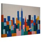 Toile colorée Skyline 60 x 40 cm - 18 mm., Maison & Meubles, Moins de 50 cm, Envoi, Création originale, 50 à 75 cm