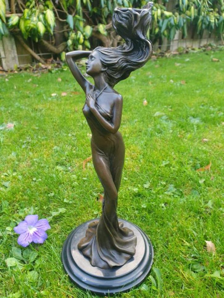 kandelaar brons , jugendstil, Antiek en Kunst, Kunst | Beelden en Houtsnijwerken, Ophalen of Verzenden