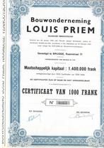Entreprise de construction Louis Priem - Bruges, Certificat d'action, Enlèvement ou Envoi