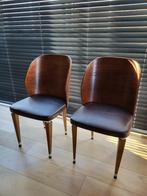 Vintage design stoel, hout en skai bekleding, jaren 1950, Ophalen