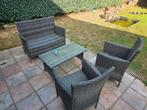 Tuinmeubilair met kussens, Kunststof, Bijzettafel, Zo goed als nieuw, Tuinset
