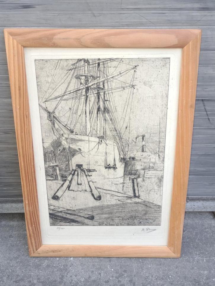 gravure signe kurt peiser, Antiek en Kunst, Kunst | Etsen en Gravures, Ophalen of Verzenden