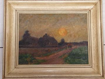Schilderij Henri Le Becq "Zon boven hoeve" beschikbaar voor biedingen