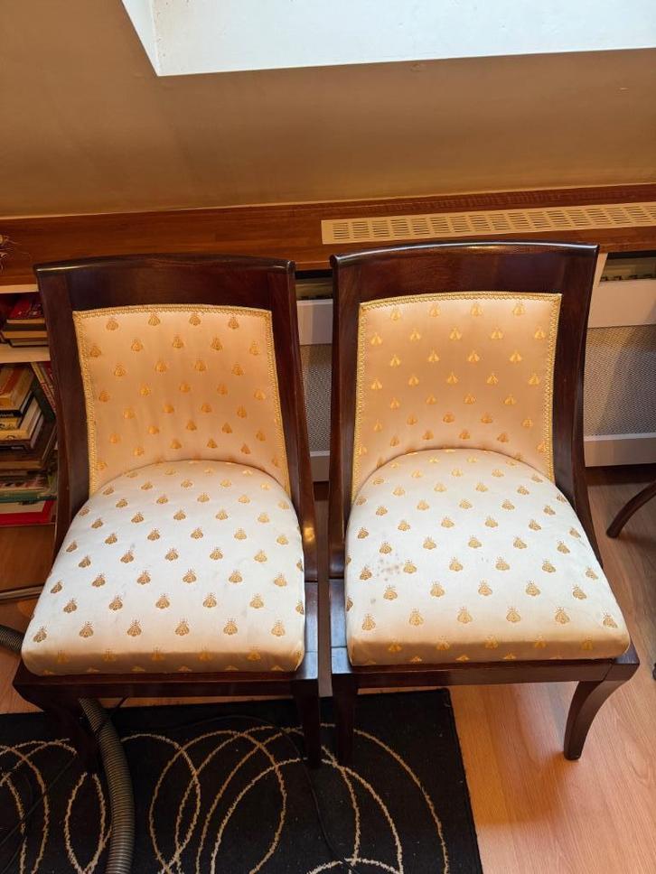 Paar Empire-stijl stoelen, Huis en Inrichting, Stoelen, Gebruikt, Twee, Hout, Bruin, Ophalen