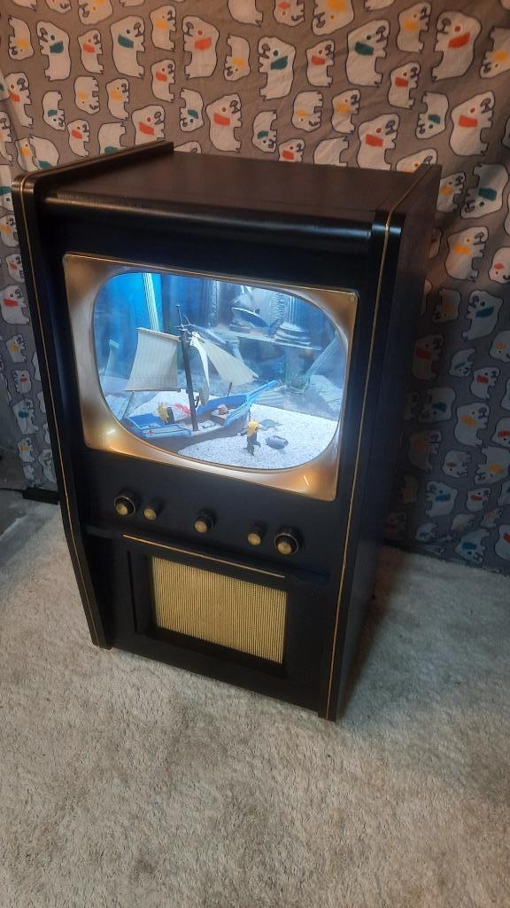 aquarium in antiek TV meubel, Dieren en Toebehoren, Vissen | Aquaria en Toebehoren, Nieuw, Ophalen