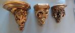 3 vergulde muursokkels wandsokkels voor religieuse beelden, Antiek en Kunst, Ophalen of Verzenden