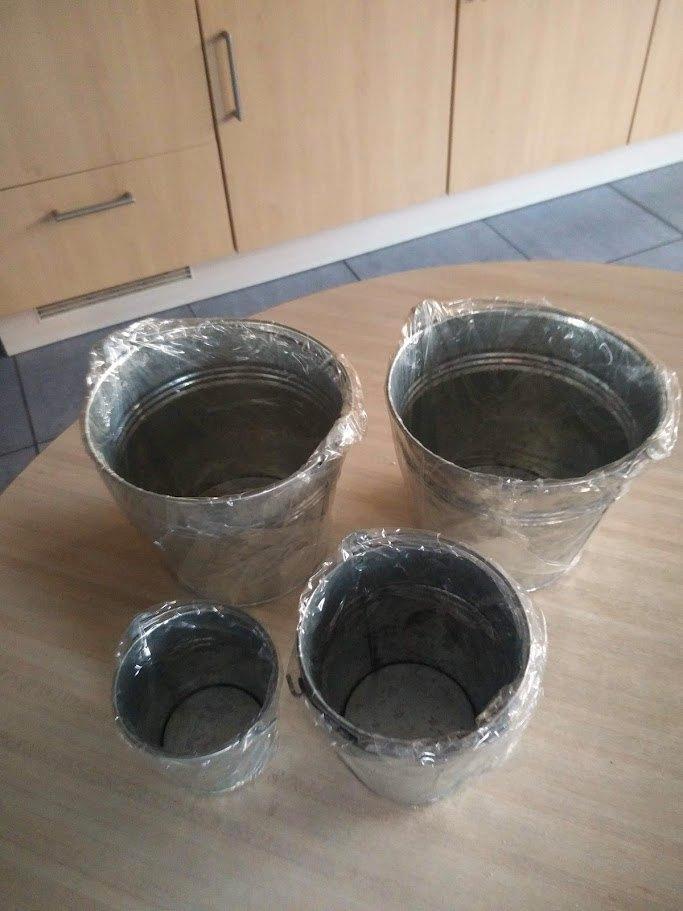 Bloempotten in Zink.  5x.  Verschillende afmetingen. NIEUW., Tuin en Terras, Bloempotten, Nieuw, Overige materialen, Binnen, Balkon