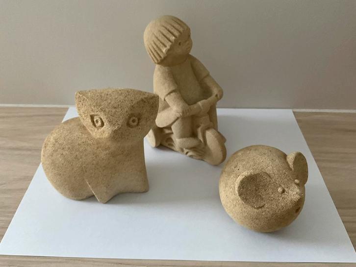 3 beeldjes Marbel stone art belgium jaren 1970, Verzamelen, Beelden en Beeldjes, Zo goed als nieuw, Ophalen