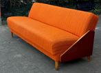 Deense slaapbank uit de jaren 60, getextureerde oranje stof, Antiek en Kunst, Ophalen