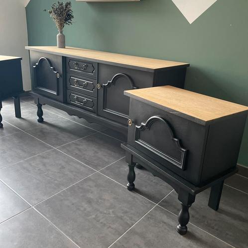 Zwarte commode + nachtkastjes, Huis en Inrichting, Bureaus, Zo goed als nieuw, Ophalen