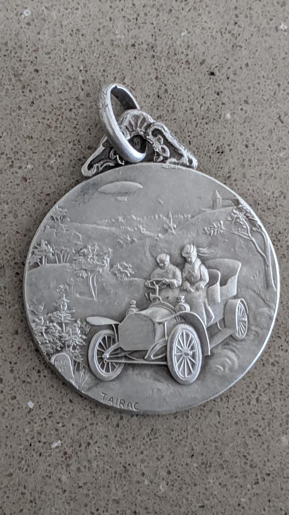 Medaillon St Christoffel, TAIRAC,  zilver 1955, Antiek en Kunst, Antiek | Zilver en Goud, Zilver, Ophalen of Verzenden