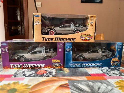 Back to the future welly DIE CAST time machine set of 3, Hobby en Vrije tijd, Modelauto's | 1:24, Zo goed als nieuw, Welly, Ophalen of Verzenden