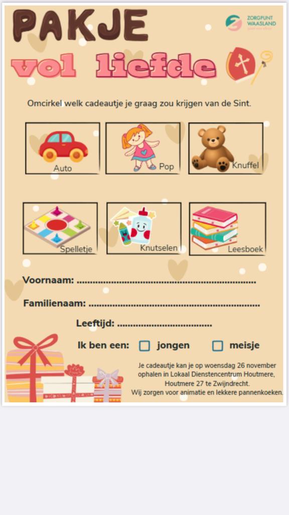 GEZOCHT!! Pakje vol liefde voor kinderen uit armoede, Diversen, Sinterklaas, Nieuw, Ophalen