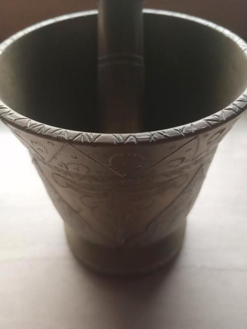 Vijzel Massief koper zware messing/koper kruiden stamper, Antiek en Kunst, Antiek | Tin, Verzenden