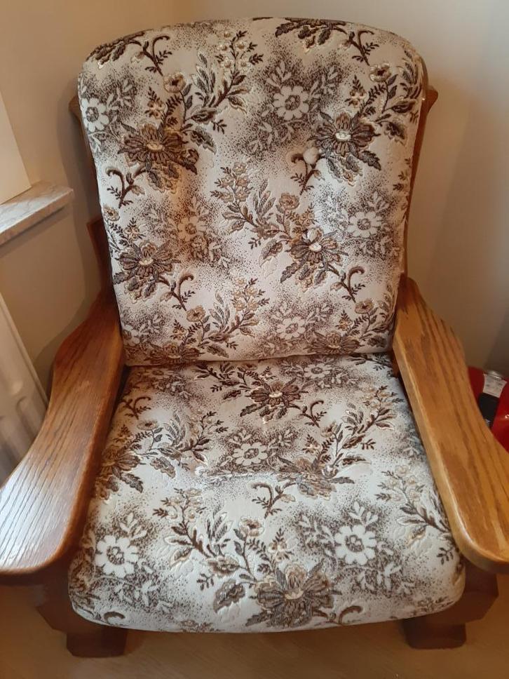 2 identieke eiken salonzetels, Antiek en Kunst, Antiek | Meubels | Stoelen en Sofa's, Ophalen