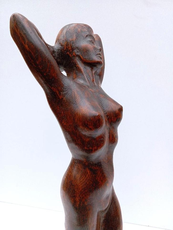 uniek hout beeld JULES DEMEULEMEESTER naakt, Antiek en Kunst, Kunst | Beelden en Houtsnijwerken, Ophalen of Verzenden