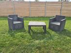 Kunststof tuinset met tweezit, twee stoelen en tafeltje, Tuin en Terras, Ophalen, 4 zitplaatsen, Kunststof, Gebruikt