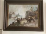 Schilderij Henri Joseph Pauwels - haventafereel, Antiek en Kunst, Kunst | Schilderijen | Klassiek, Ophalen