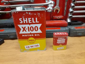 2 valse lege olieblikken shell x-100 10w30 beschikbaar voor biedingen