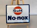 Gulf No-nox emaille bordje, Verzamelen, Ophalen of Verzenden, Gebruikt, Reclamebord