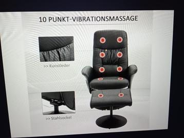 Elektrische Massage zetel incl. krukje nieuw, Huis en Inrichting, Fauteuils, Ophalen, Nieuw, Leer
