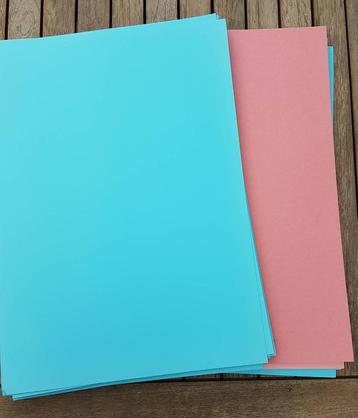 Lot 84 feuilles cartonnées colorées bleues et roses A3 beschikbaar voor biedingen