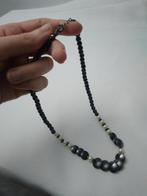 Vintage ketting met hematiet en kraaltjes, Handtassen en Accessoires, Kettingen, Verstelbaar, Zwart, Nieuw, Ophalen of Verzenden
