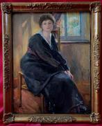 René Revelard (1880-1965) - Elegant aan het raam 1915 -, Antiek en Kunst, Kunst | Schilderijen | Klassiek, Ophalen of Verzenden