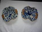 2X Schaal vaas bord H. BEQUET Quaregnon keramiek blauw goud, Ophalen of Verzenden