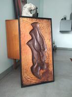 1960s Vintage tribal art koperen reliëf wandplaque Afrika, Antiek en Kunst, Ophalen of Verzenden