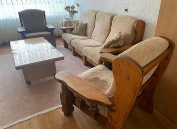 Eiken bankstel antiek uniek 1x3 2x1 beschikbaar voor biedingen