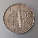 Belgique 50 francs Expo 1958 argent, Timbres & Monnaies, Monnaies | Belgique, Argent, Enlèvement ou Envoi, Monnaie en vrac, Argent