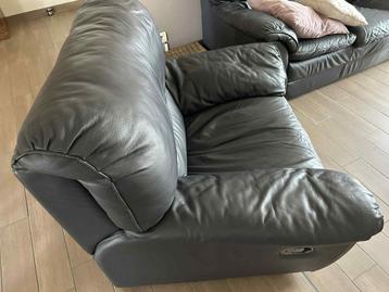 Zwarte leren relax-zetel, Relaw-zetel (met uitklapbare voetsteun), Enlèvement, Cuir, Une personne