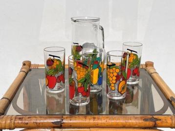 Borgonovo pitcher + 5 lange drinkglazen set ~ Vintage 70s beschikbaar voor biedingen