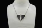 Zilveren Art Deco hanger onyx en swarovski ketting. 2025/711, Handtassen en Accessoires, Overige voorstellingen, Zwart, Nieuw