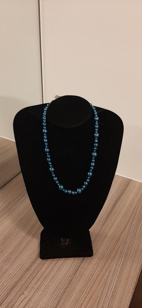 Halsketting handgemaakt, Handtassen en Accessoires, Kettingen, Nieuw, Overige materialen, Blauw, Ophalen of Verzenden