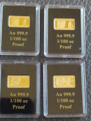 4x 1/100 Oz 999.9 goud