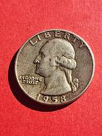 1958 D USA quarter dollar in zilver Washington Denver, Zilver, Losse munt, Verzenden, Noord-Amerika