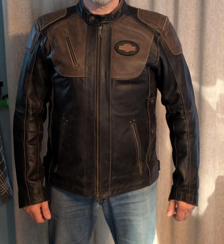Harley Davidson Triple vent lederen jas Large, Motoren, Kleding | Motorkleding, Jas | leer, Heren, Ophalen