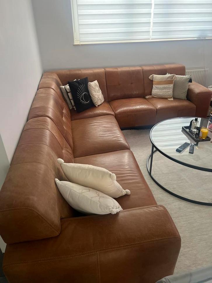 Salon complet cuir design lampe pouf état neuf déménagement, Maison & Meubles, Canapés | Coins salons complets, Comme neuf, Cuir