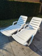 2 ligbedden, Tuin en Terras, Ophalen, Gebruikt, Kunststof, Verstelbaar
