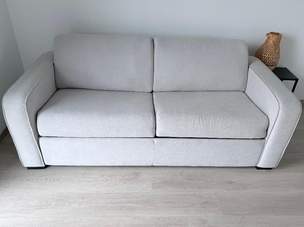 Canapé-lit ou canapé-lit (avec matelas IKEA robuste), Gris, 140 cm, Enlèvement, Utilisé