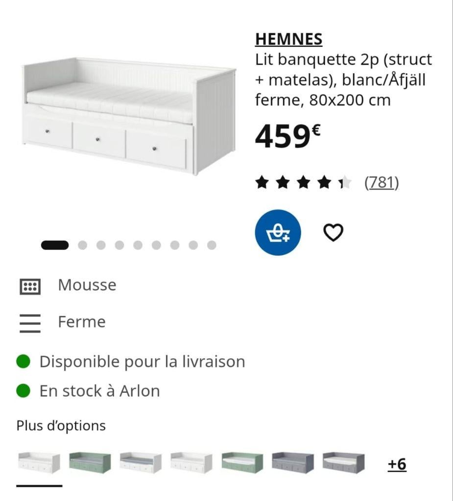 Lit banquette ikea (extensible), Enlèvement, Utilisé, Deux personnes, 160 cm