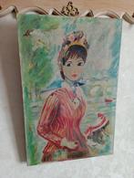 Ancien Tableau élégante Paris signé dimensions 29 x 43,5 cm., Enlèvement