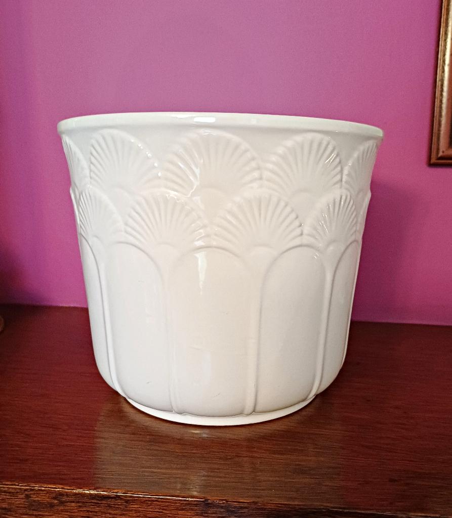 Vintage XL West-Germany bloempot/cache-pot wit model 632-27, Ophalen