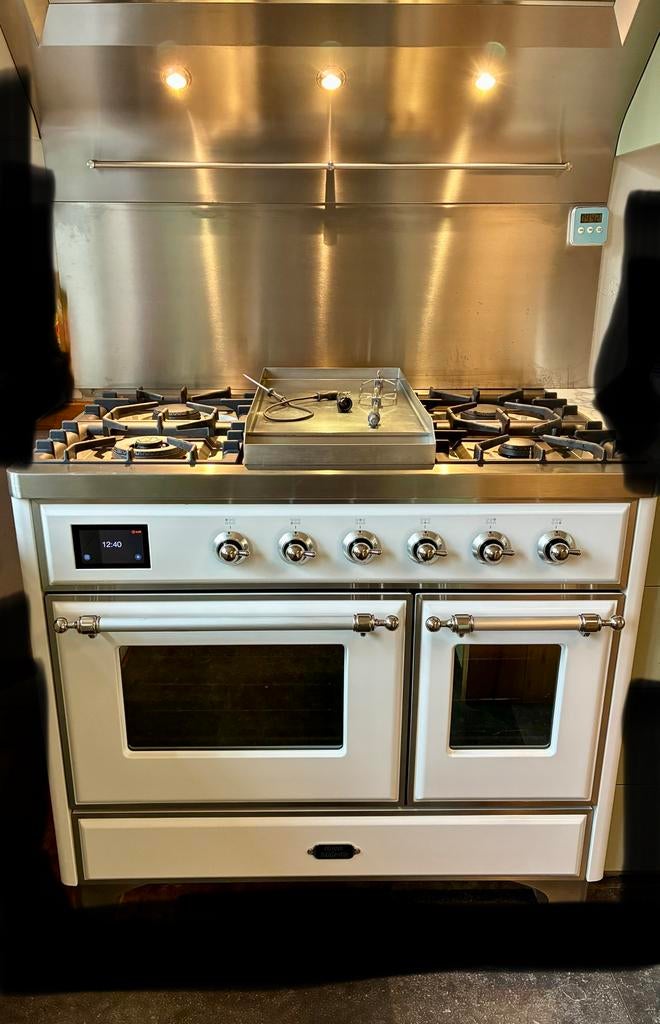 Poêle Ilve 100 cm, frytop, 6 vasques, 2 fours, Electroménager, Cuisinières, Comme neuf, 5 zones de cuisson ou plus, 95 cm ou plus